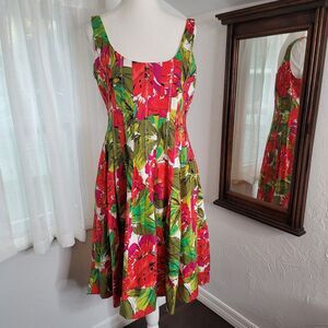 Vintage Floral Sundress Fit Flare Picnic Party Summer Cruise Resort Wedding sz12
